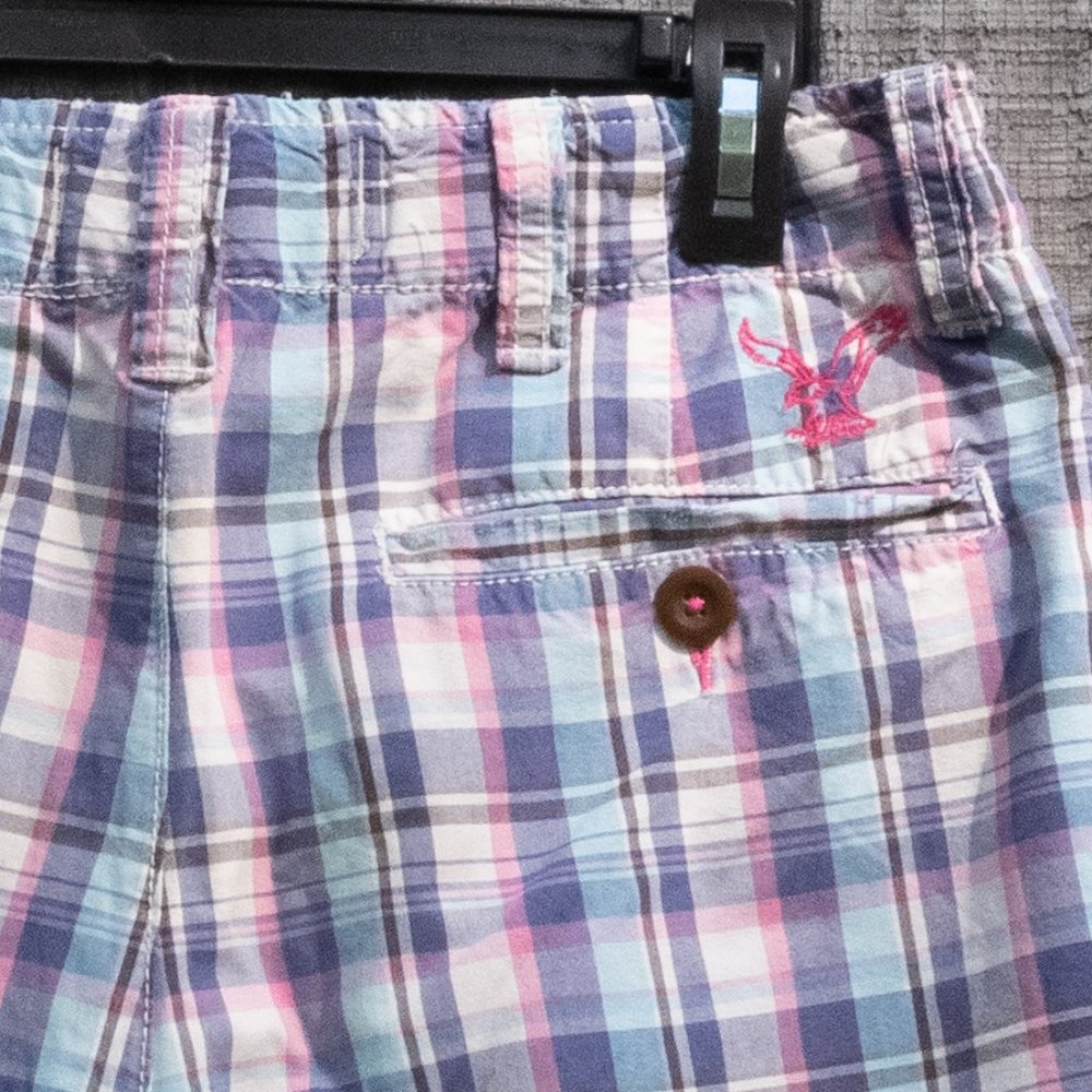 AEO Pink and Blue Plaid  Shorts - Picture 4 of 6